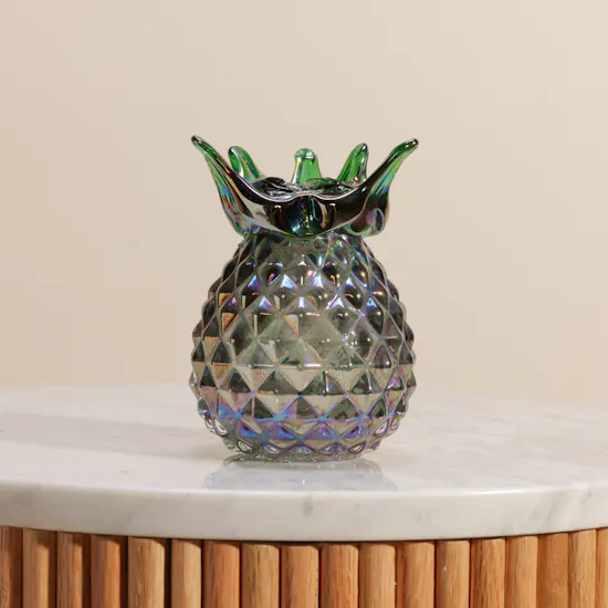 Blue Pineapples Glass Vase