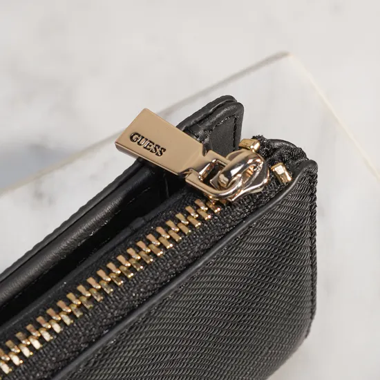 Guess Black Laurel II Slg Zip Around Card Case Women's Wallet