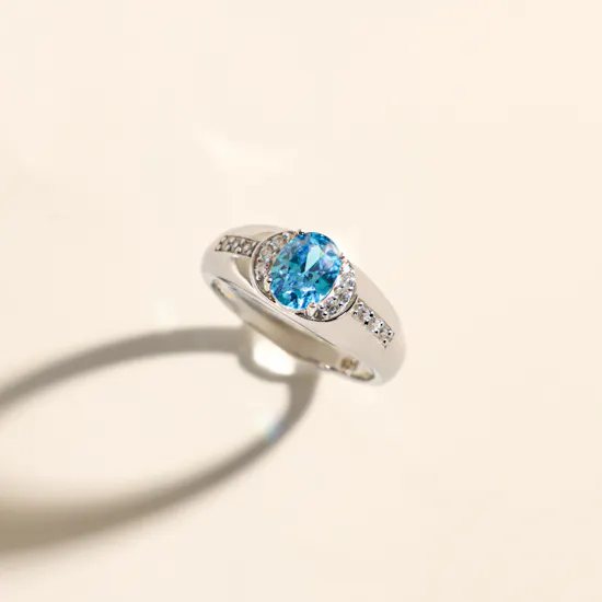 Floward Azure Halo Silver Women's Ring | Size 10