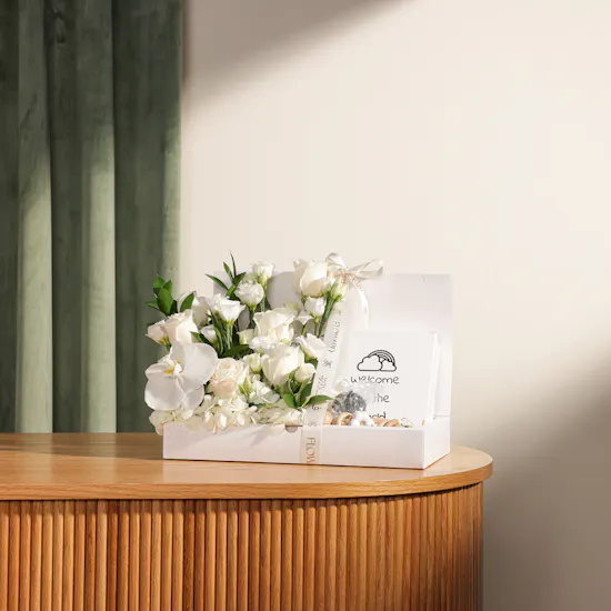 Gifted White Baby Born Set | Welcome Blooms