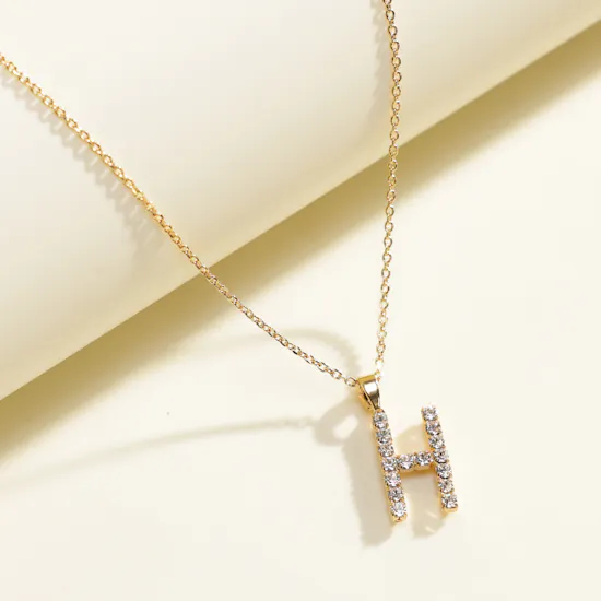 Caroline Svedbom Mini H Letter Crystal Necklace