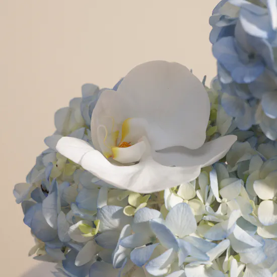 Double Hydrangea & Orchid Flowers Vase