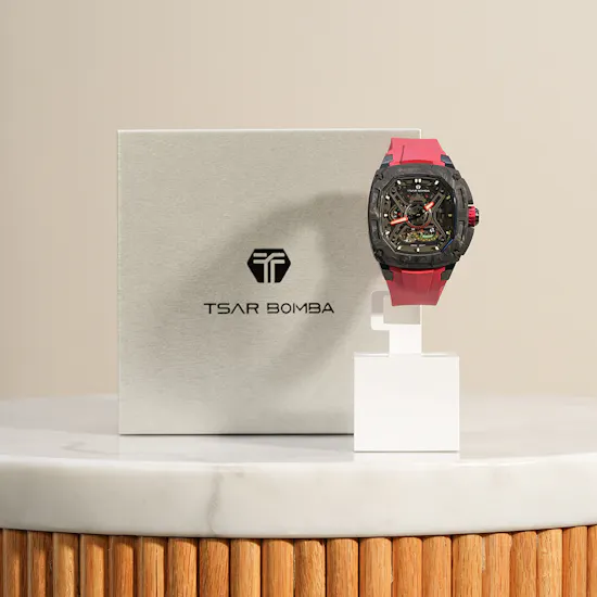 Tsar Bomba Dark Matter Automatic Carbon Fiber Red Men's Watch
