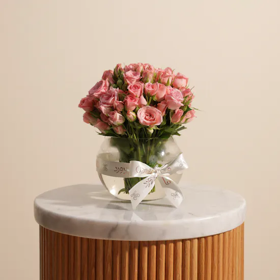 Pink Baby Roses Vase | 18 Flowers