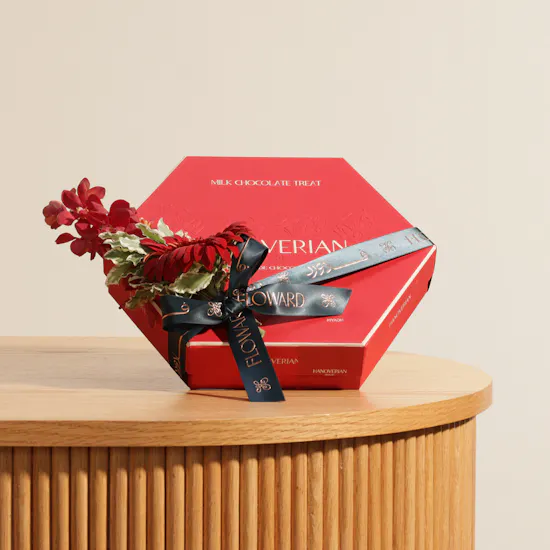 Hanoverian Mixed Chocolate Box and Romantic Red Flowers