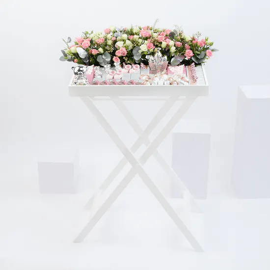 Opera Welcome Baby Girl Chocolates Stand & Flowers