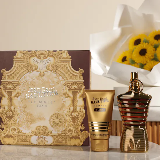 Jean Paul Gaultier Le Male Elixir Gift Set | Gourmet Artistry Floral Cupcakes Bouquet