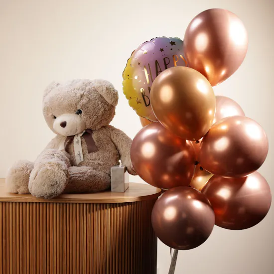 Soft Teddy Bear Large | Happy Birthday Balloons