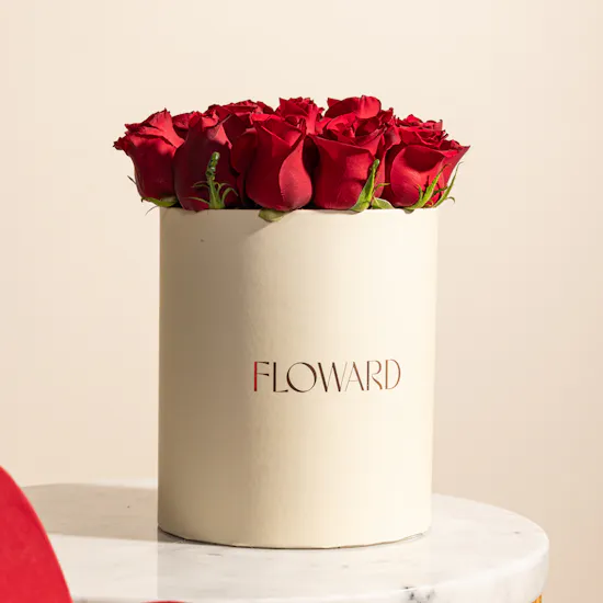 Emma Remal Scarf | Fleur Red Heart Chocolate Box and Flowers