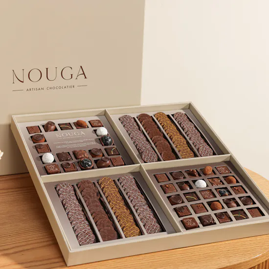 Nouga Quadruple Classic Chocolate Bonbons and Drops Box | Congratulations Flower Vase