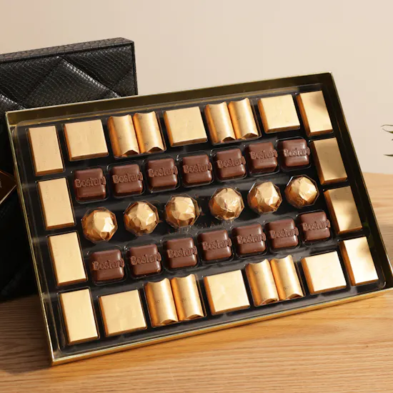 Bostani Black Leather Chocolate Box | Best Dad Shiny Flower Vase