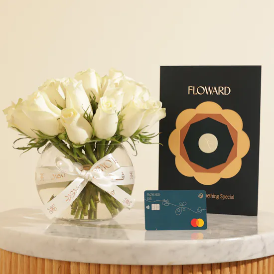 Floward Card 35 BHD | I Love You Flowers and Balloon