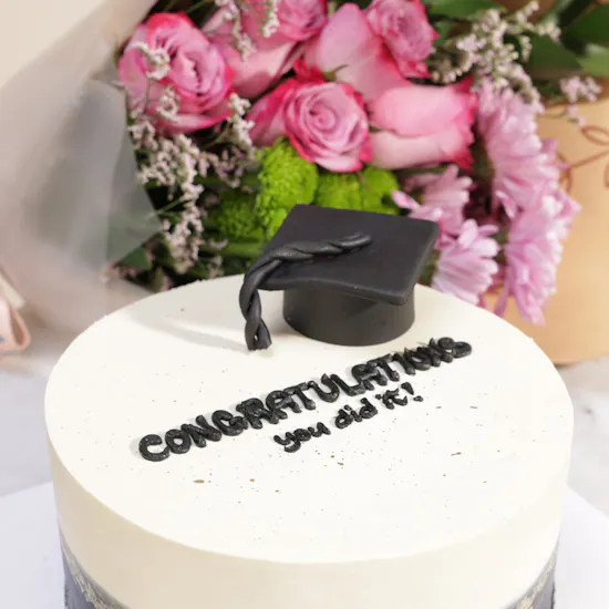 Koko Graduation Cake | Purple Flowers