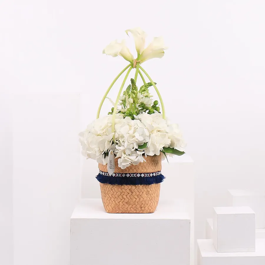 White Flowers | Ceramic plant pot  2
