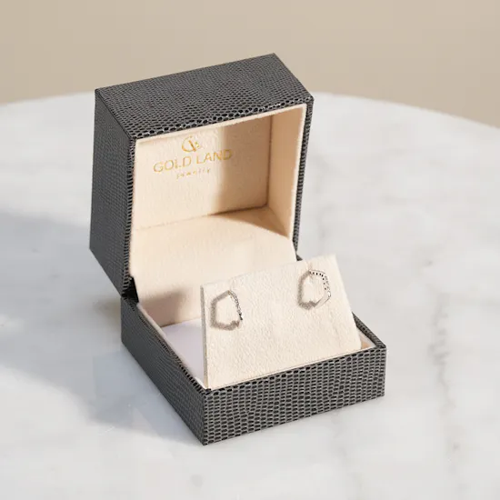 Gold Land Semi Pentagon Shape Earrings