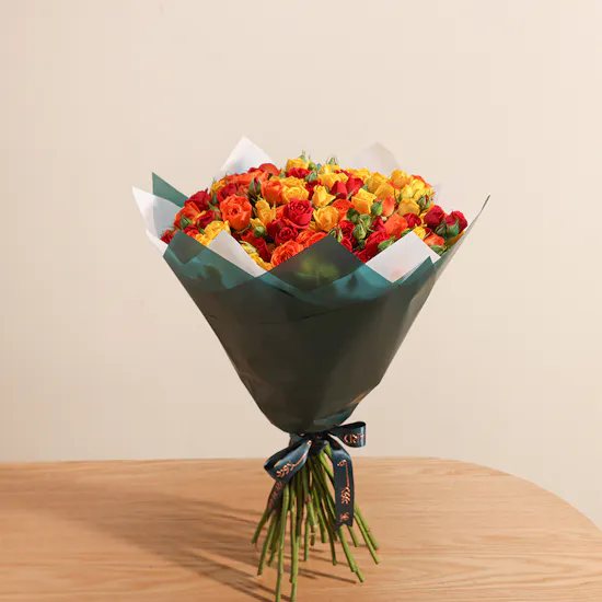 Sunset Blaze Baby Rose Bouquet
