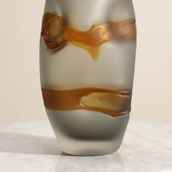 Floward Grey and Brown Dented Opaque Glass Vase