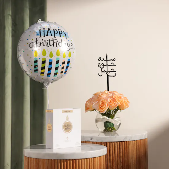 Abdul Samad Al Qurashi Crassna Sioufi Agarwood Set | Birthday Flowers and Balloon