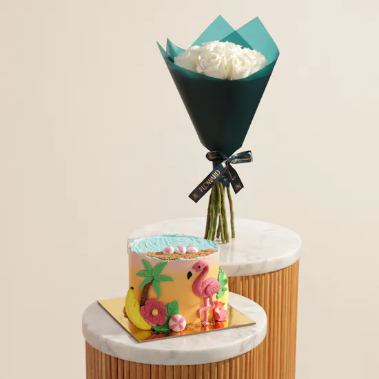 Floward Flamingo Isle Cake | Tropical Glow Flowers