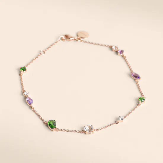 Damas Fireworks Fiesta Diamond and Precious Gem Rose Gold Bracelet