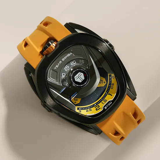Tsar Bomba Reactor Automatic Black Yellow Carbon Fiber Men's Watch