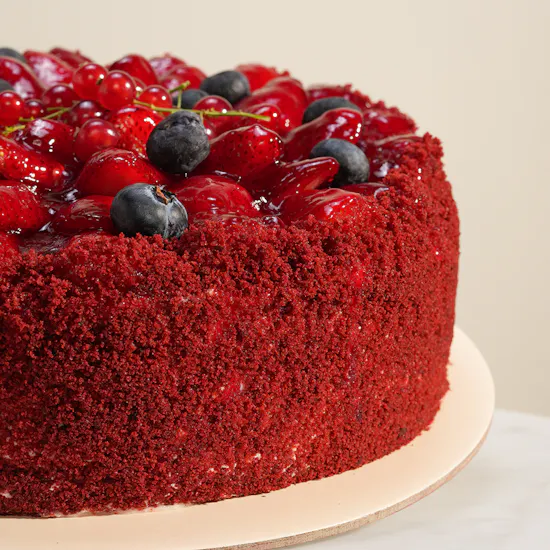 Secrets Red Velvet and Berry Cake