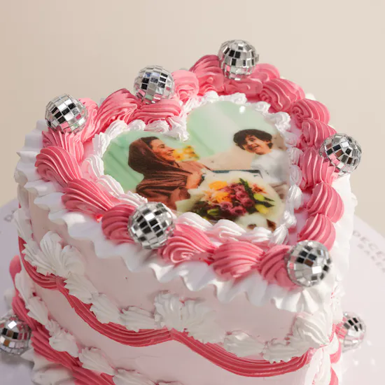December Cake Personalized Photo Heart-Shaped Birthday Cake