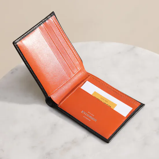 Ettinger Black and Orange Sterling Billfold Wallet for Men