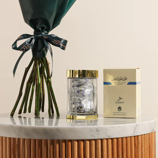 Abdul Samad Al Qurashi Amber Perfumed Agarwood Bakhoor | Peach Bliss Rose Bouquet
