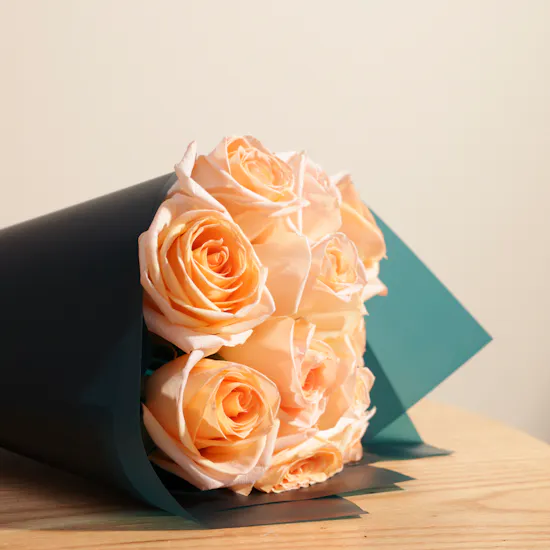 Ethereal Peach Roses Bouquet | 12 Roses