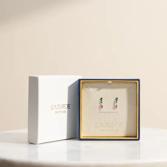 L'azurde Gold Colored Stones Drop Earrings for Women | 14k