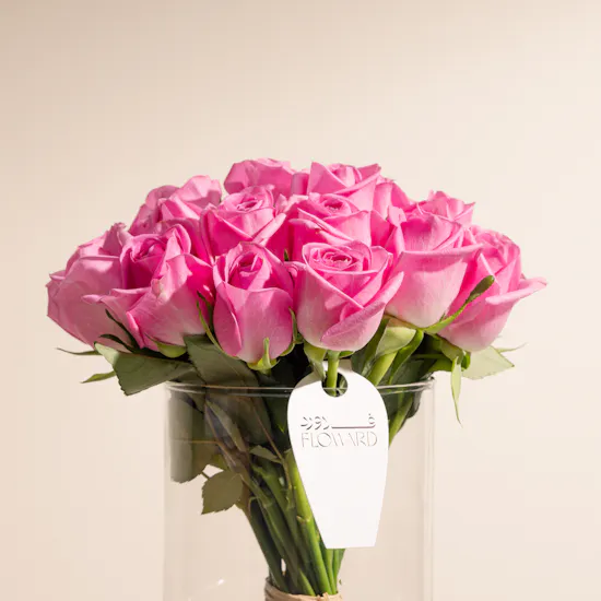 25 Pink Roses | Glass Vase