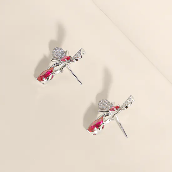 Floward Red Reverie Silver Women’s Earrings