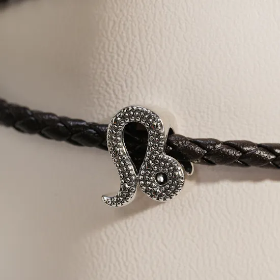 Pandora Moments Leather Bracelet with Zodiac Charm