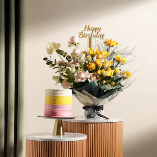 Floward Hazelnut & Chocolate Cake | Happy Birthday Flowers Bouquet Floward Hazelnut & Chocolate Cake | Happy Birthday Flowers Bouquet