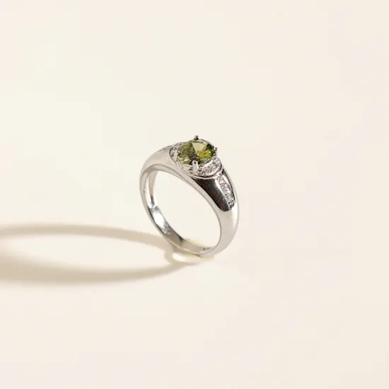 Floward Green Halo Silver Women's Ring | Size 10