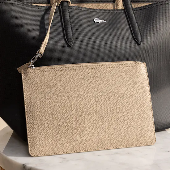 Lacoste Anna Reversible Tote with Pouch | Black and Beige