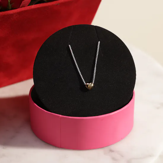 Tous My Other Half Short Two-Tone Heart Necklace | Crimson Love Rose Box