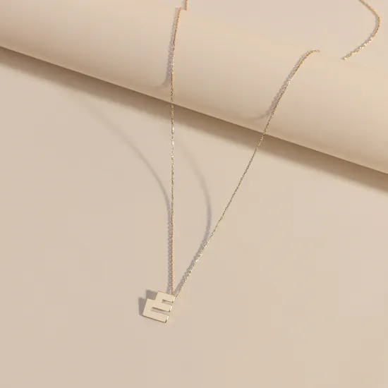 Midad Ain Kufic Letter Gold Necklace