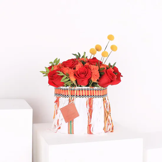 Red & Orange Flowers | Fabric Vase