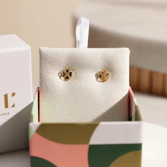 Miss L' by L'azurde Flower Stud Gold Earrings | Charming Rose Bouquet
