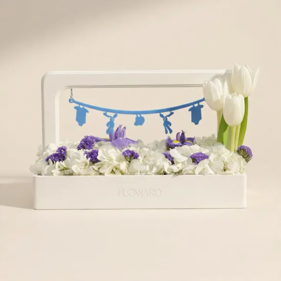 Floward New Baby Boy Flowers Tray