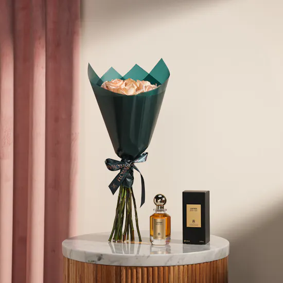 Abdul Samad Al Qurashi Body Oud Leather Perfume | Ethereal Peach Roses Bouquet