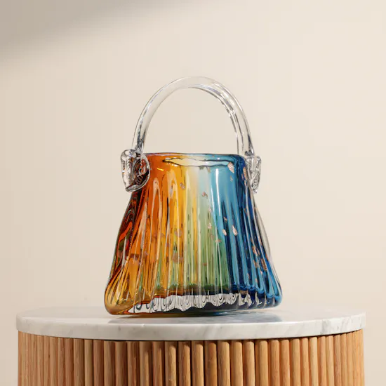 Floward Rainbow Handbag-Shaped Glass Vase