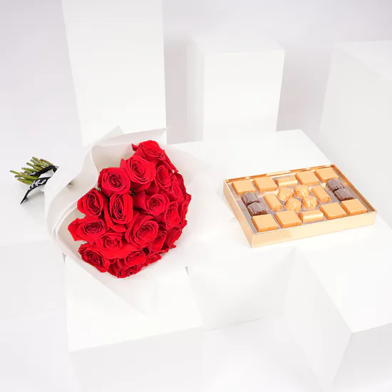 Bostani Green Leathered Small Box | Red Roses