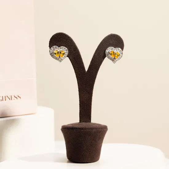 Hrh Yellow Heart Gold Plated Studs Earrings