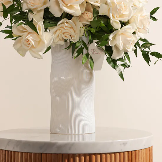 Stunning Birthday White Roses Vase