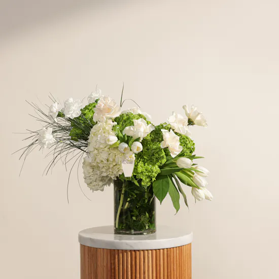 Green and White Garden Vase