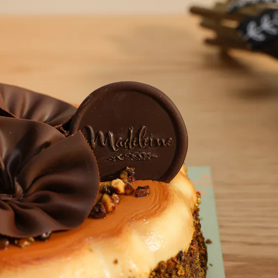 Madeleine Chocolate Crème Brulee Cake | Elegant Flower Vase