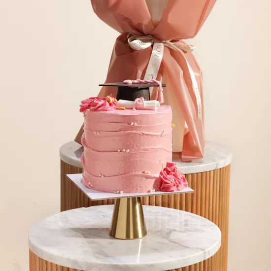 Floward Pinkish Graduation Cake | Graduation Flowers Bouquet
